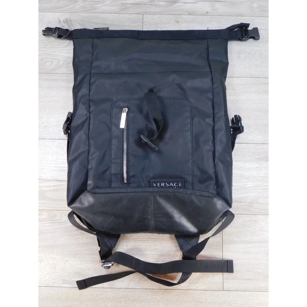 Versace Parfums Women's Black Backpack Travel Casual Roll Top Bag Pre-Owned